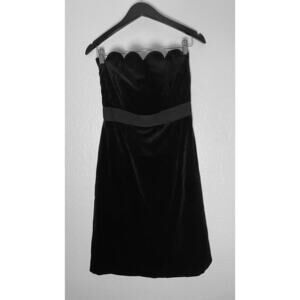 Milly NY Designer Women's Black Scallop Strapless Velvet Formal Dress Back Bow 8